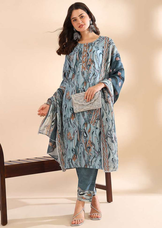 Crepe Kurta Pant And Dupatta Set π