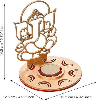 Wooden Ganesha Candle Holder