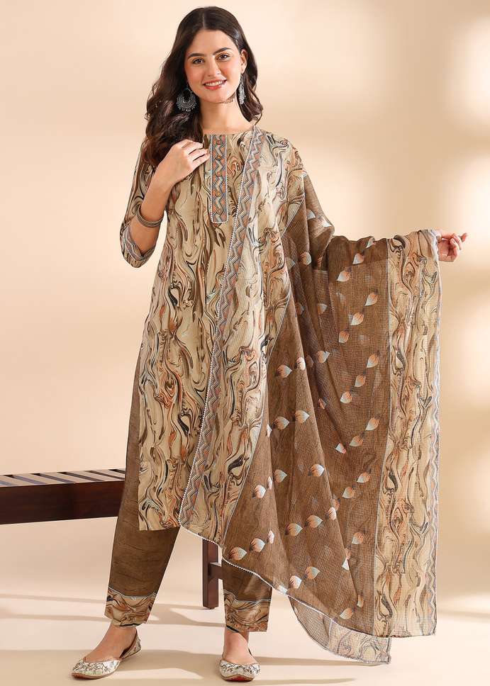 Crepe Kurta Pant And Dupatta Set 💖