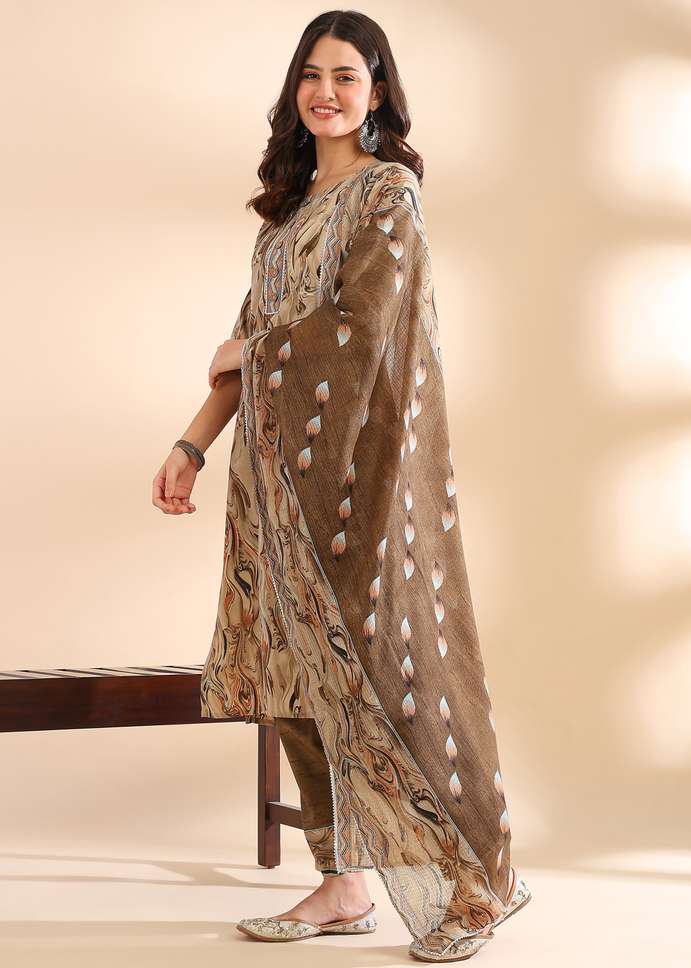 Crepe Kurta Pant And Dupatta Set 💖