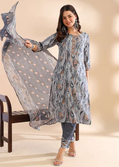 Crepe Kurta Pant And Dupatta Set 💖